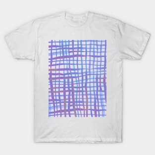 Watercolor doodle gingham - pastel blue and ultra violet T-Shirt